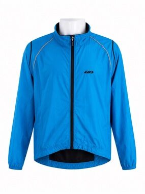 Size XXL Louis Garneau Men’s Cycling Wind Jacket Blue Reflective Full Zip